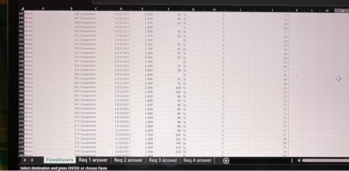 spreadsheet containing the companys fixed asset data and has asked that your