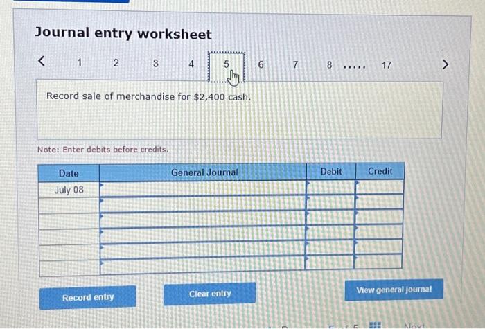 on the purchase of July 1 . Note: Enter debits before credits.