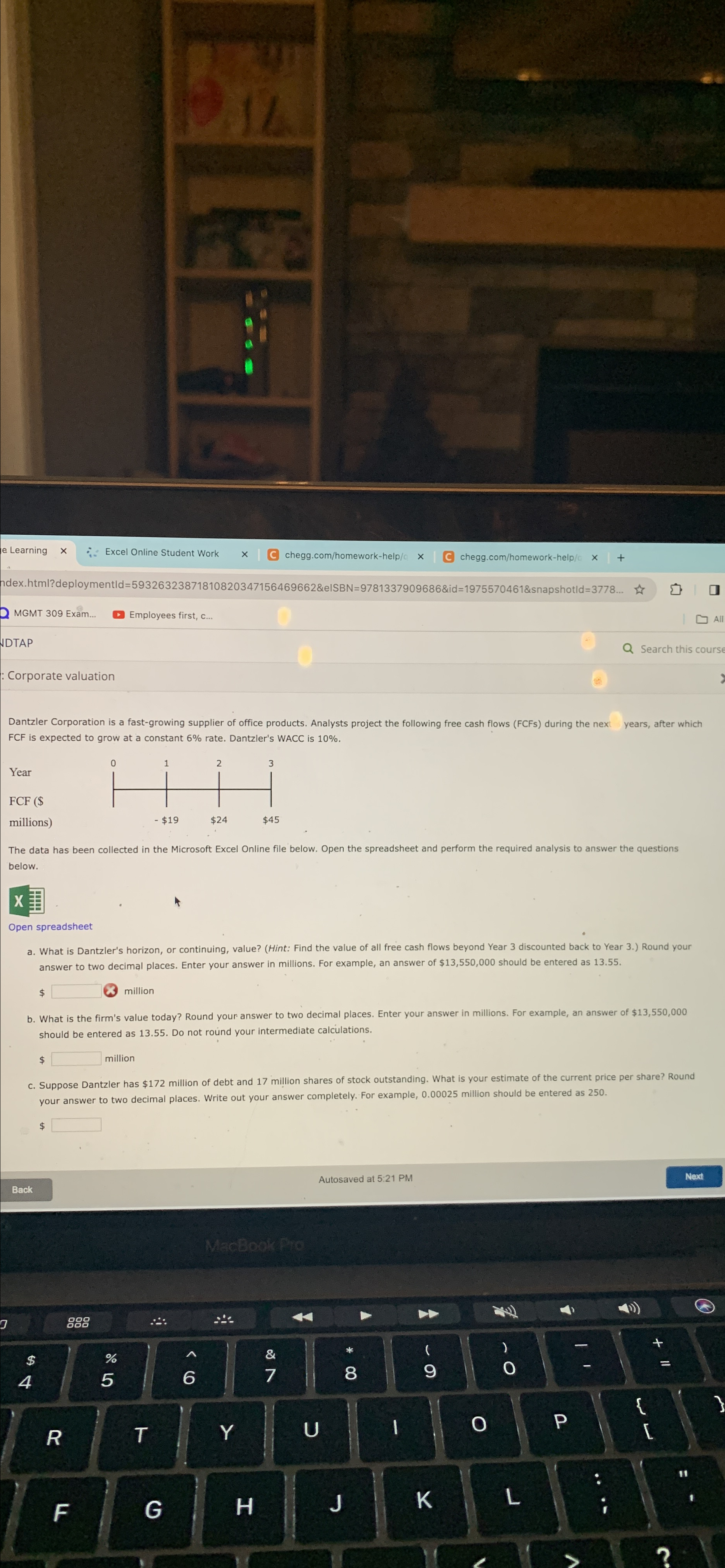  Learning :. Excel Online Student Work C chegg.com/homework-help/c chegg.com/homework-help/c hdex.html?deploymentld=59326323871810820347156469662&eISBN=9781337909686&id=1975570461&snapshotld=3778. MGMT