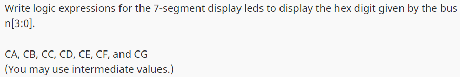 1) Logic 7 Segments a) Make a truth table for the 7