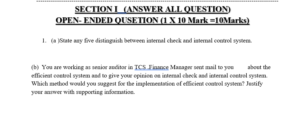 Write in word i don't need by your hand SECTION I (ANSWER