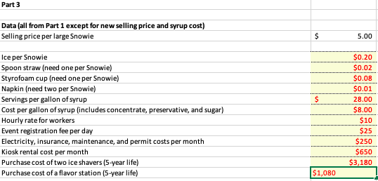  Part 3 Data (all from Part 1 except for new selling