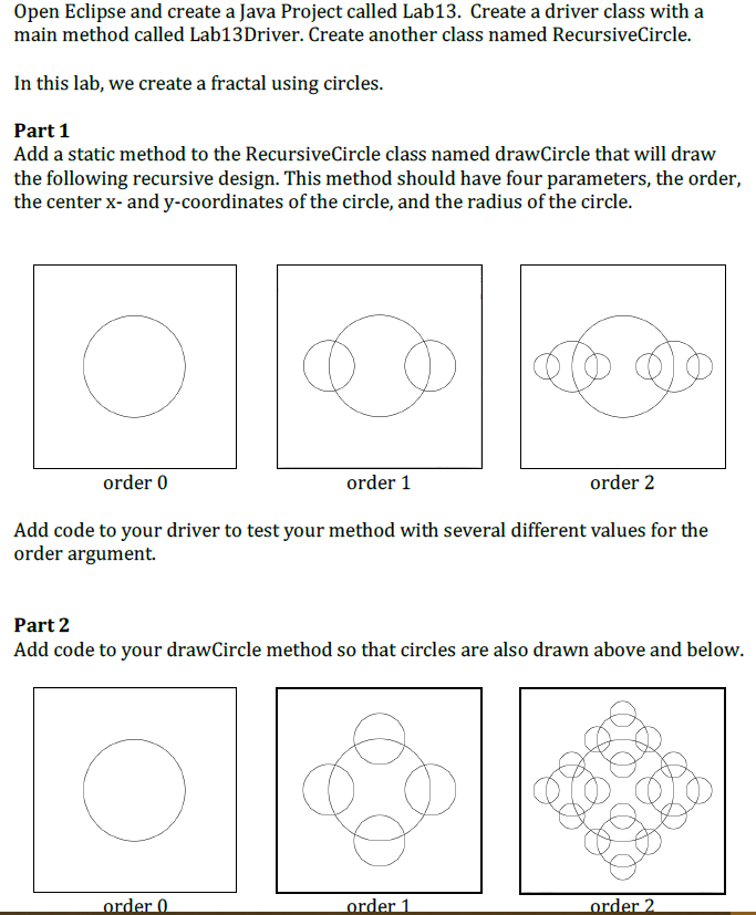 Use StdDraw Open Eclipse and create a Java Project called Lab13. Create
