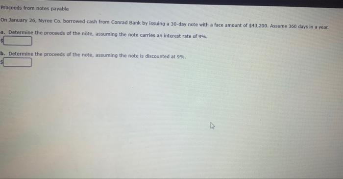  Proceeds from notes payable On January 26, Nyree Co. borrowed cash