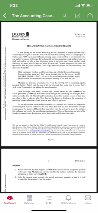  Accounting Case @ Learning Team 50 is a case-within-a-case structure that