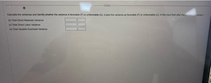 please help! Calculate the variances and identify whether the variance is favorable