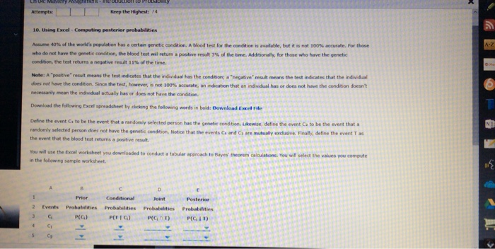  Chd4: Mastery AssgTR /4 Attempts Keep the Highest: 10. Using Excel-Computing