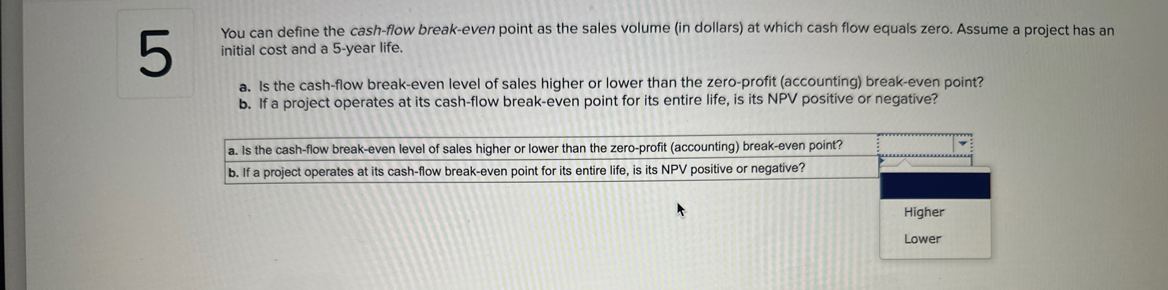  You can define the cash-flow break-even point as the sales volume
