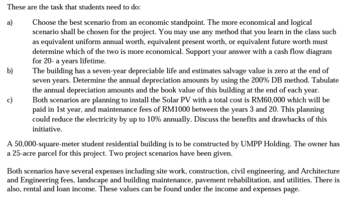 These are the task that students need to do: a) Choose