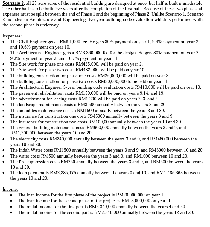 scenario shall be chosen for the project. You may use any method