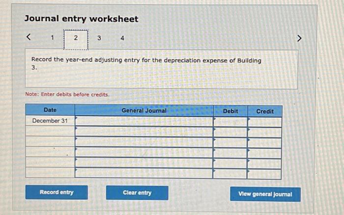 the depreciation expense of Land Improvements 2. Note: Enter debits before credits.