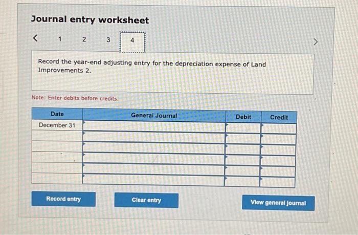 of Building 2. Note: Enter debits before credits. Journal entry worksheet Record