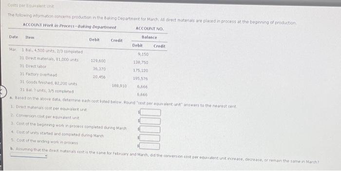 please help a. Hased on toe 3bore Goth. determine eath cort hited