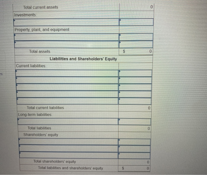 Trident's classified balance sheet. Complete this question by entering your answers in