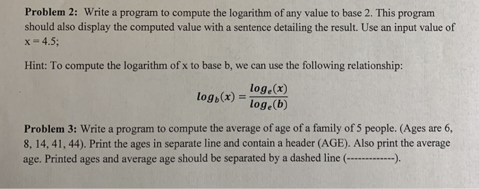 Please write code in C++ Problem 2: Write a program to compute