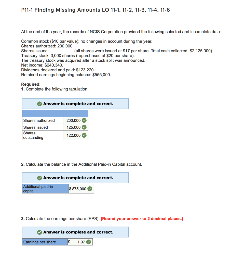  P11-1 Finding Missing Amounts LO 11-1, 11-2, 11-3, 11-4, 11-6 At