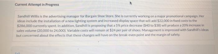  Current Attempt in Progress Sandhill Willis is the advertising manager for