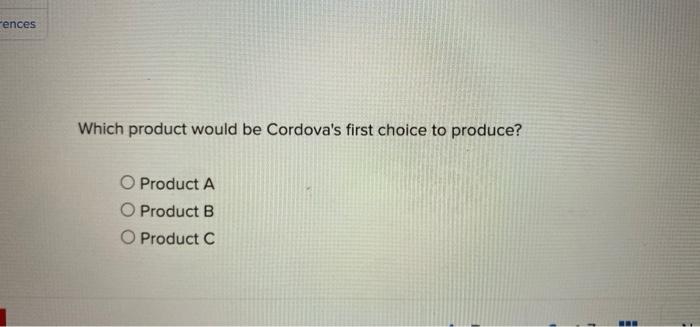 Making Decisions Involving Constrained Resource [LO 7-2, 7-7) Cordova manufactures three types