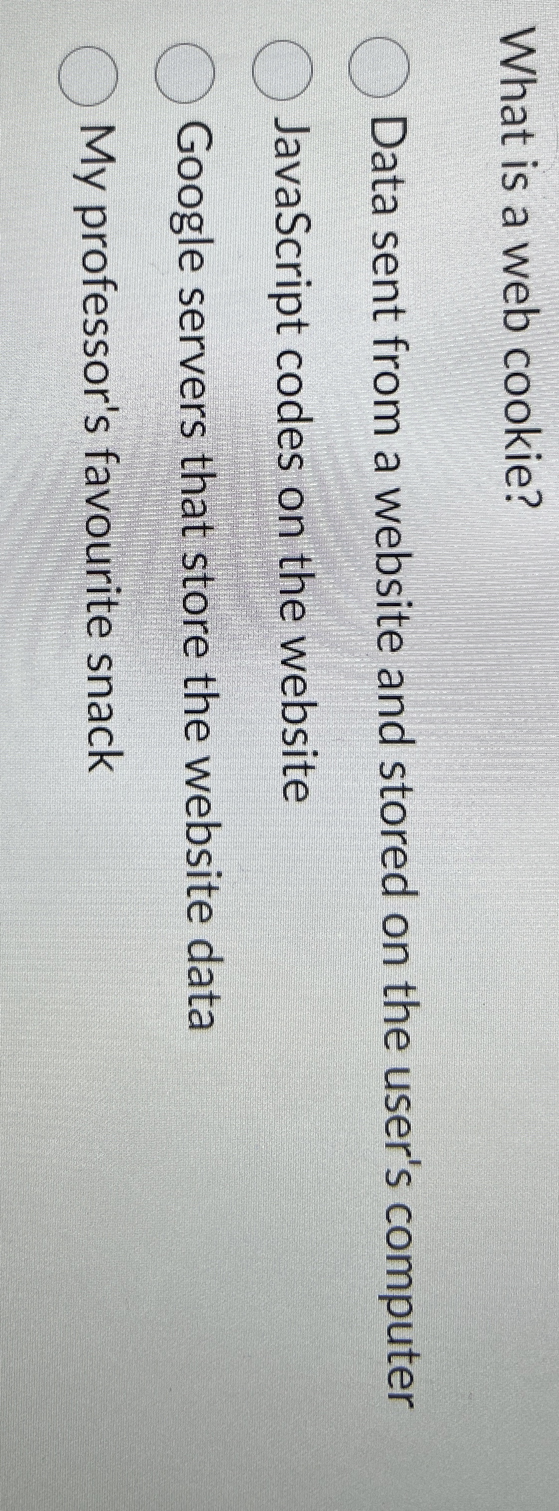  What is a web cookie? Data sent from a website and