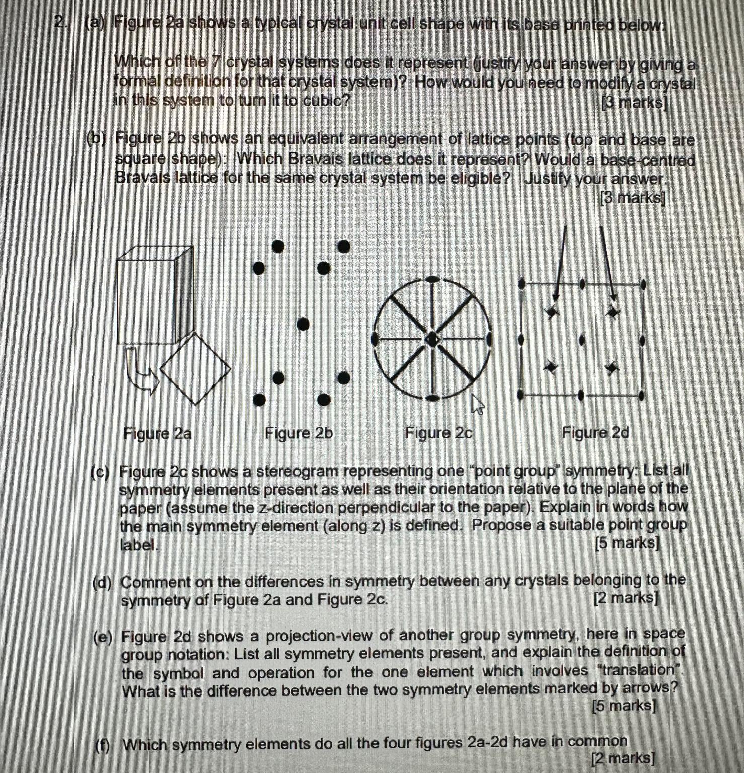  (a) Figure 2a shows a typical crystal unit cell shape with