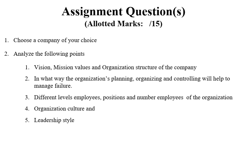  The solution is step-by-step with a clear writer. Assignment Question(s) (Allotted