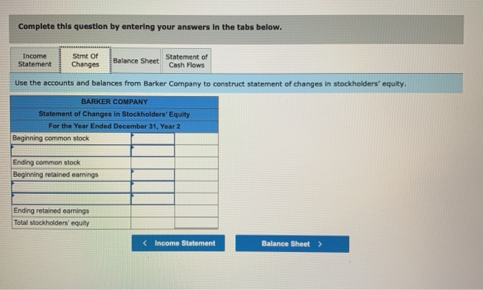 Barker Company at December 31, Year 2: Supplies Cash flow from investing