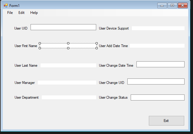 C# So im looking to create/update/delete database entries from this form,, in