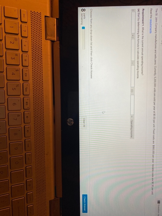 please comple all 8 part & highlight answer key. thank you Question