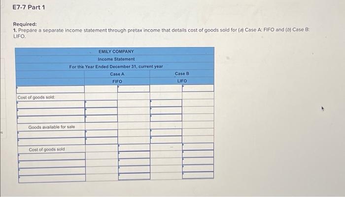 of LIFO and FIFO LO7-2,7-3 [The following information applies to the questions
