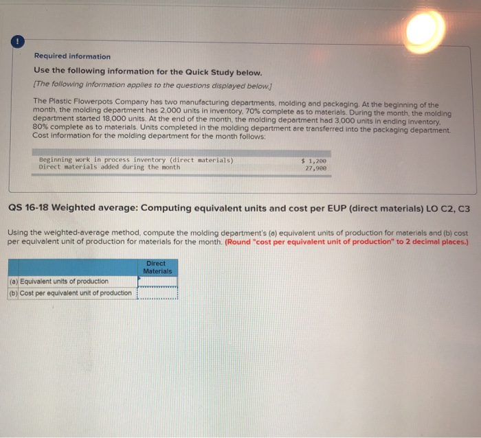  Required information Use the following information for the Quick Study below.