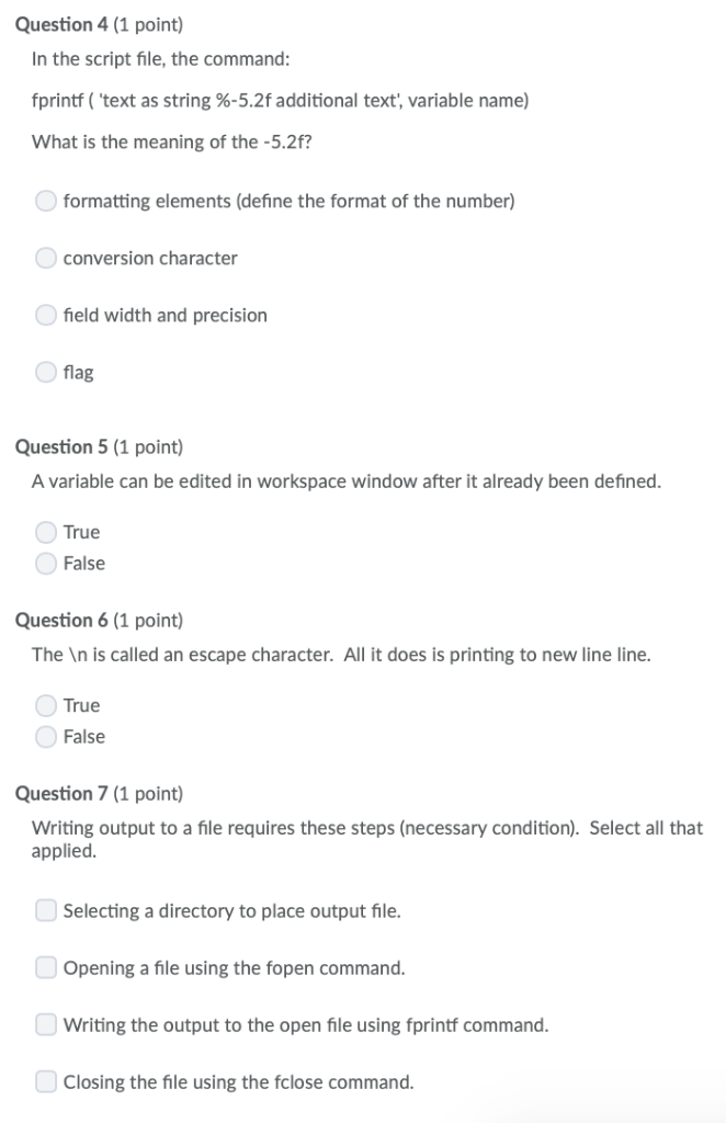 Please Pick the right answer, Question 4 (1 point) In the script