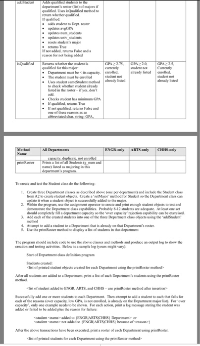 to define a class to model some characteristics ofa umversity Department Specifically,