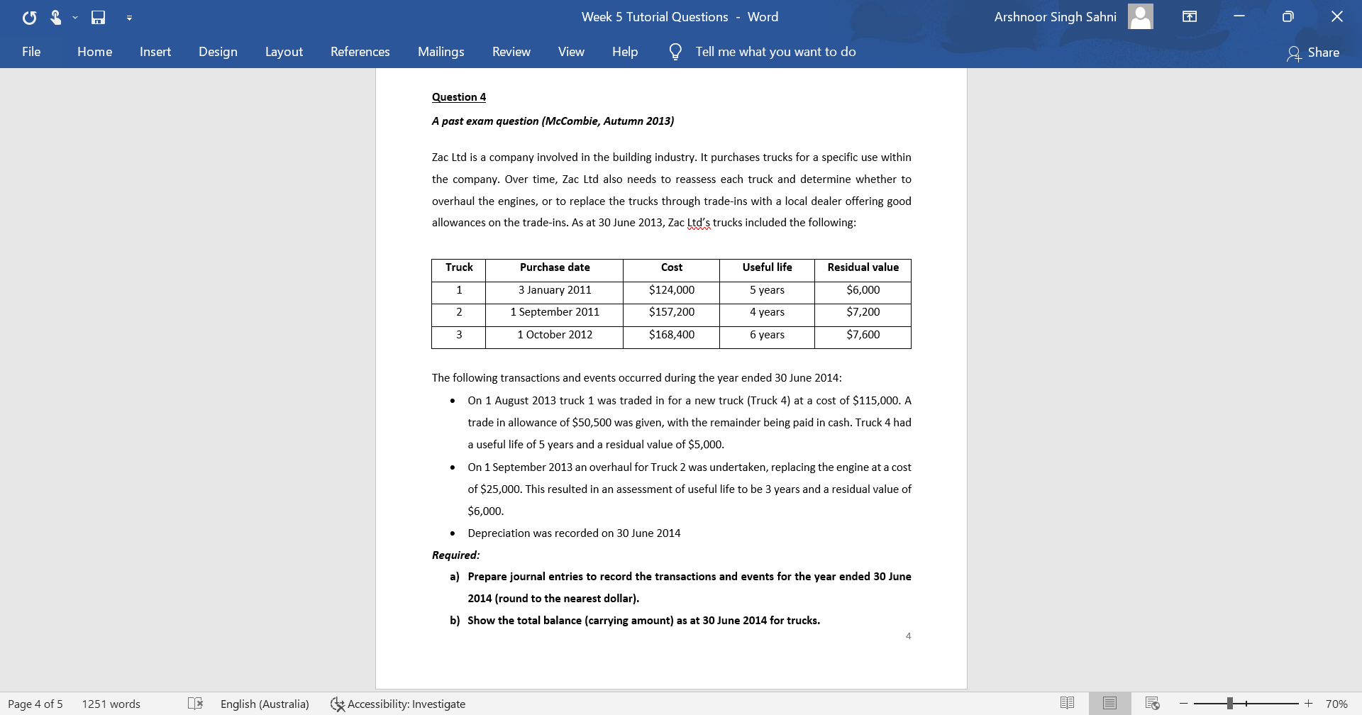 Week 5 Tutorial Questions Word Arshnoor Singh Sahni - File Home