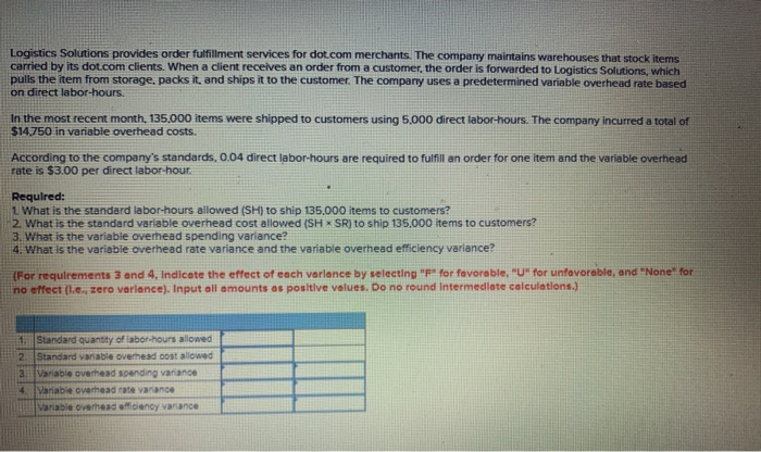  Logistics Solutions provides order fulfillment services for dot.com merchants. The company