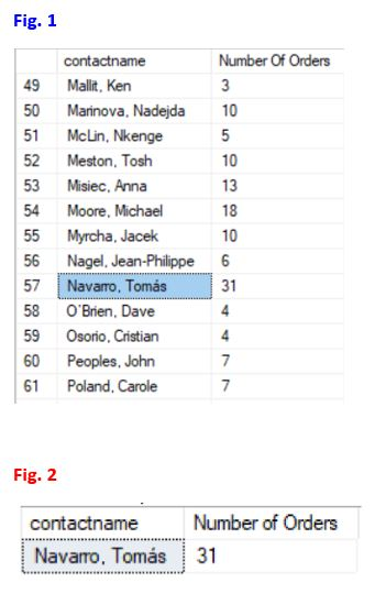 Microsoft SQL Server Management Studio: Show just the customer contact name of