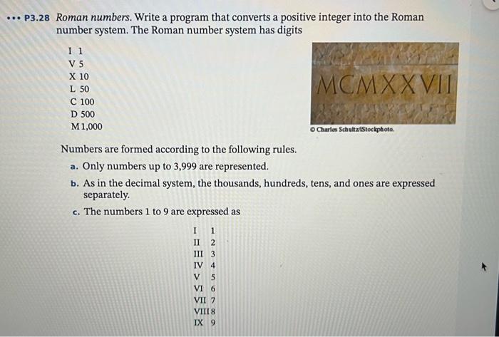 python P3.28 Roman numbers. Write a program that converts a positive integer