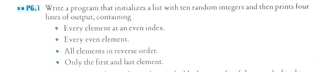  P61 Write a program that initializes a list with ten random