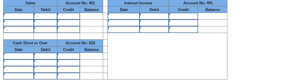 are shown below. GENERAL LEDGER ACCOUNTS 101 Cash $ 5,060 Dr. 401