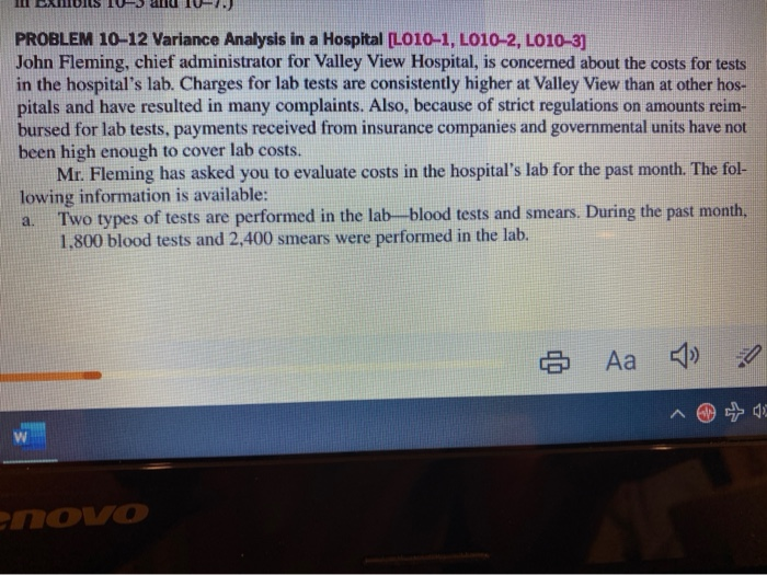 concerned about the costs for tests in the hospital's lab. Charges for