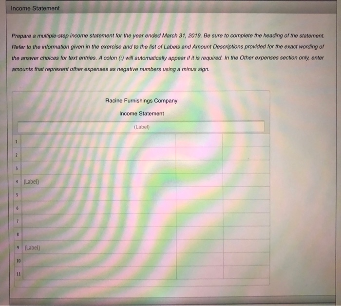 of the accounts appearing in the ledger of Racine Furnishings Company, a