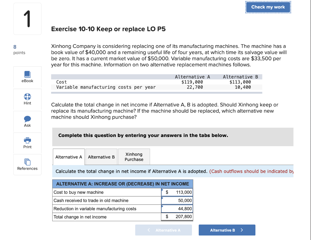  Check my work 1 Exercise 10-10 Keep or replace LO P5