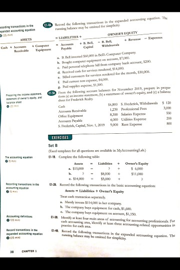 Liabilities + Owner's Equity Treat each transaction separately. Matty invests $130,000 in