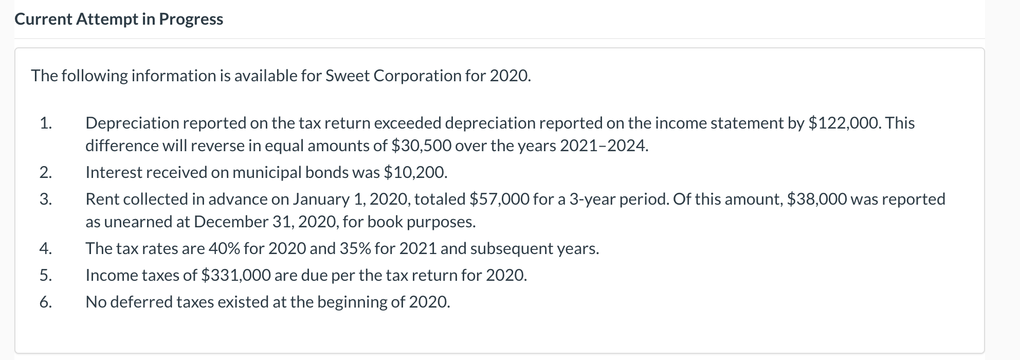  Current Attempt in Progress The following information is available for Sweet
