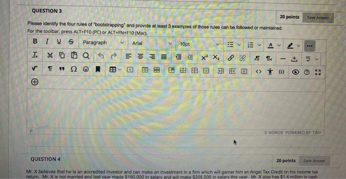 *entrepreneurship* QUESTION 3 20 points Save Answer Please identify the four rules