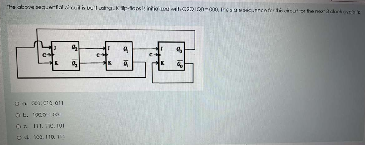  The above sequ ential circuit is built using JK flip-flops is