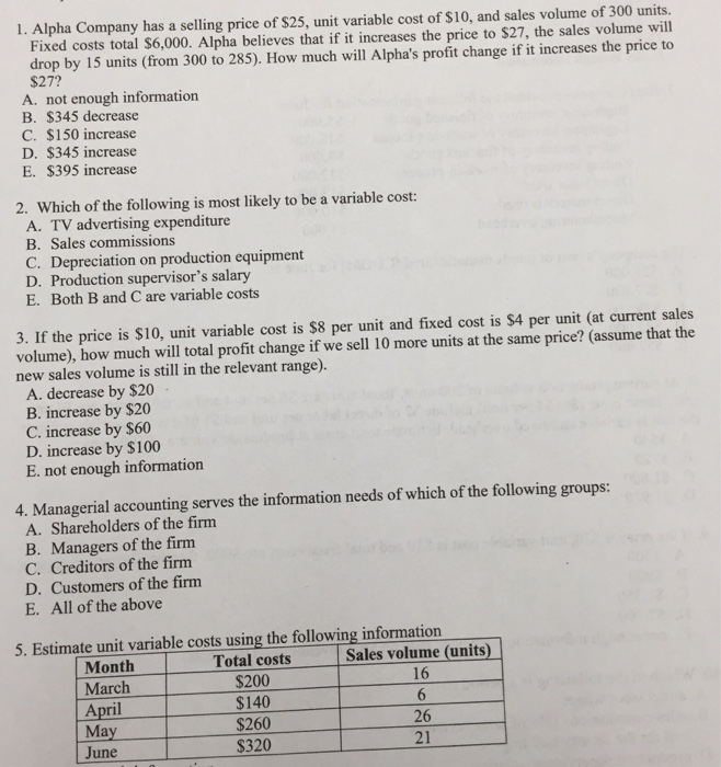 1. Managerial Accounting. Please provide complete and correct solution done on computer