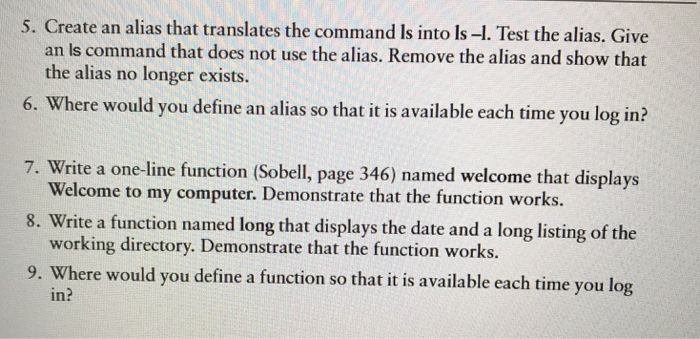 commands: s head /etc/services $ 1s /etc $ who s date $