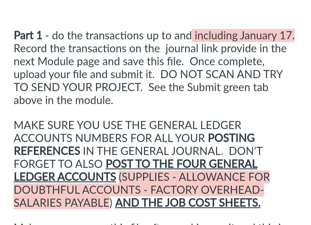  Part 1 - do the transactions up to and including January