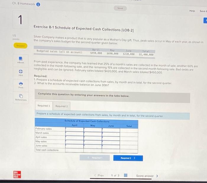  Ch 8 Homework Sed Help Save 1 1 Exercise 8-1 Schedule