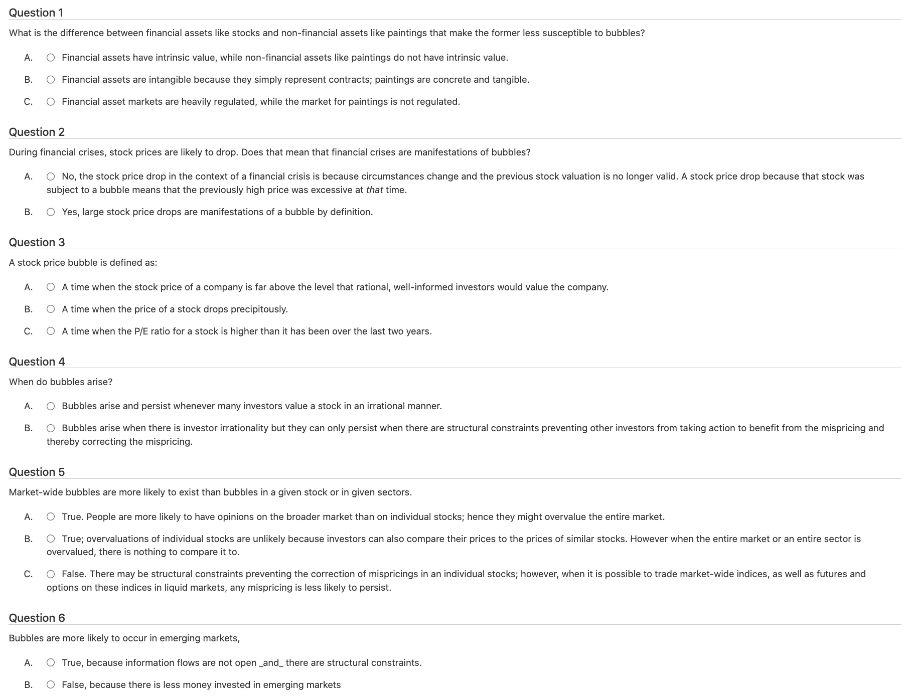  Question 1 What is the difference between financial assets like stocks